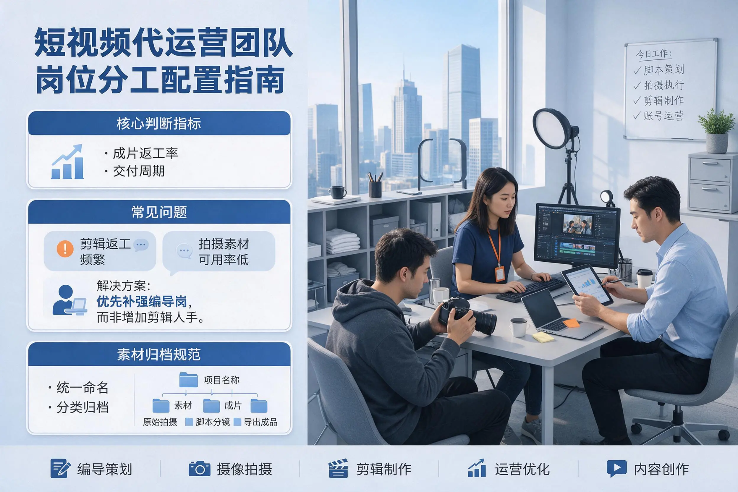 短视频代运营团队如何配置?四平企业岗位分工科普说明