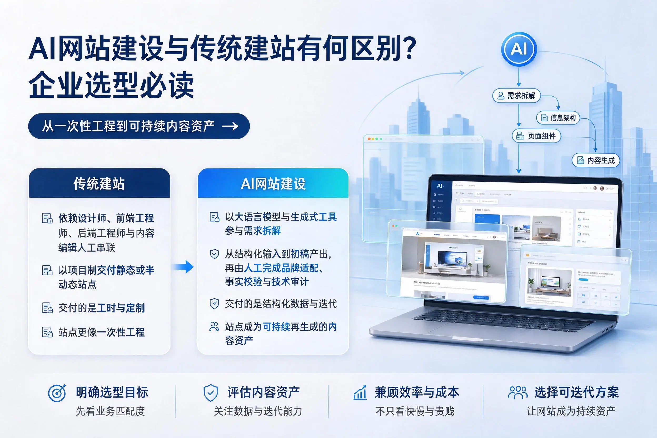 AI网站建设与传统建站有何区别？四平企业选型必读