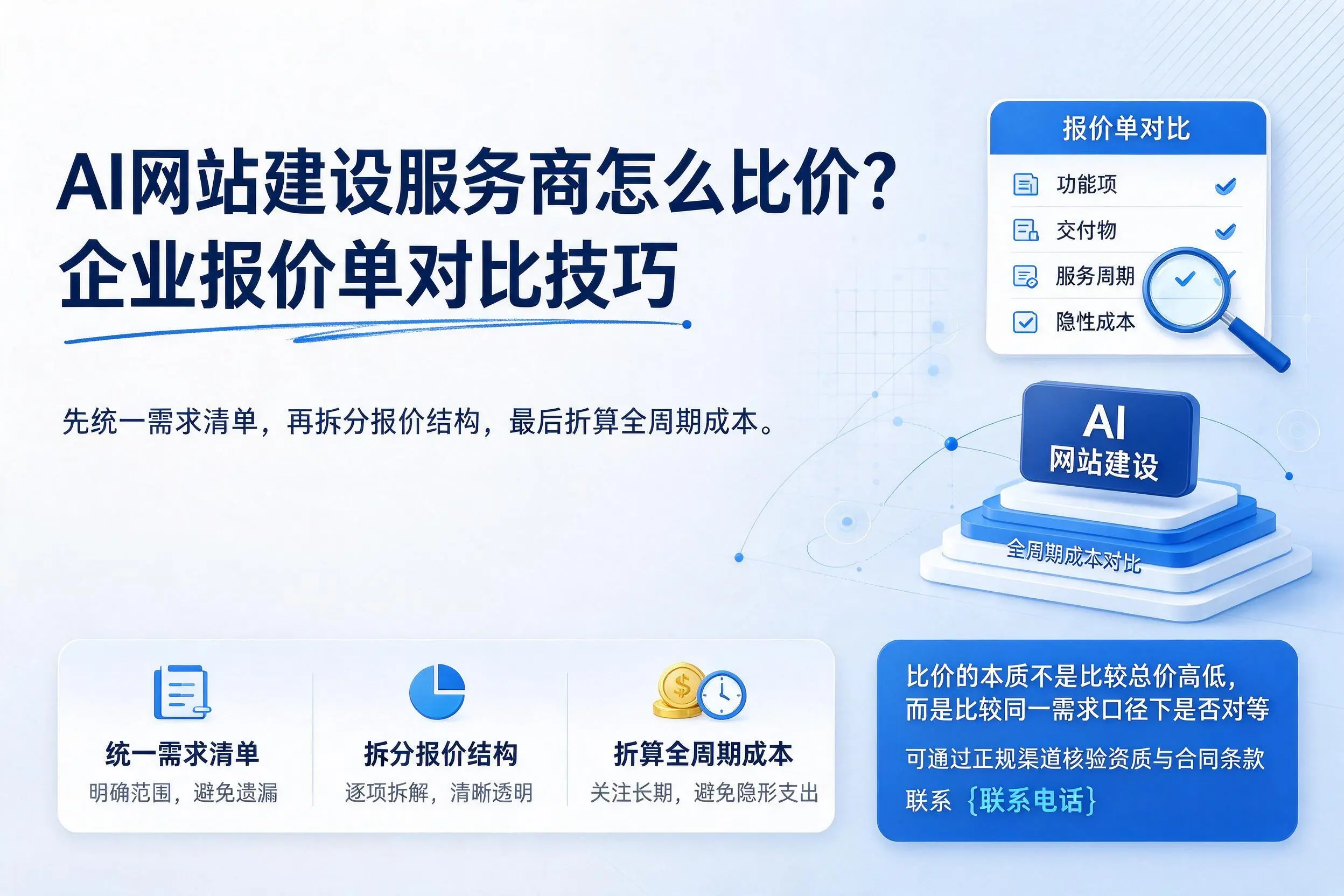 AI网站建设服务商怎么比价？四平企业报价单对比技巧