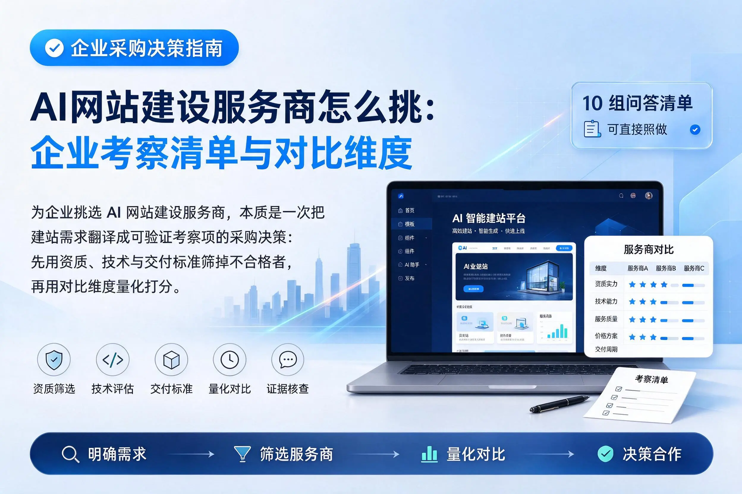AI网站建设服务商怎么挑:四平企业考察清单与对比维度