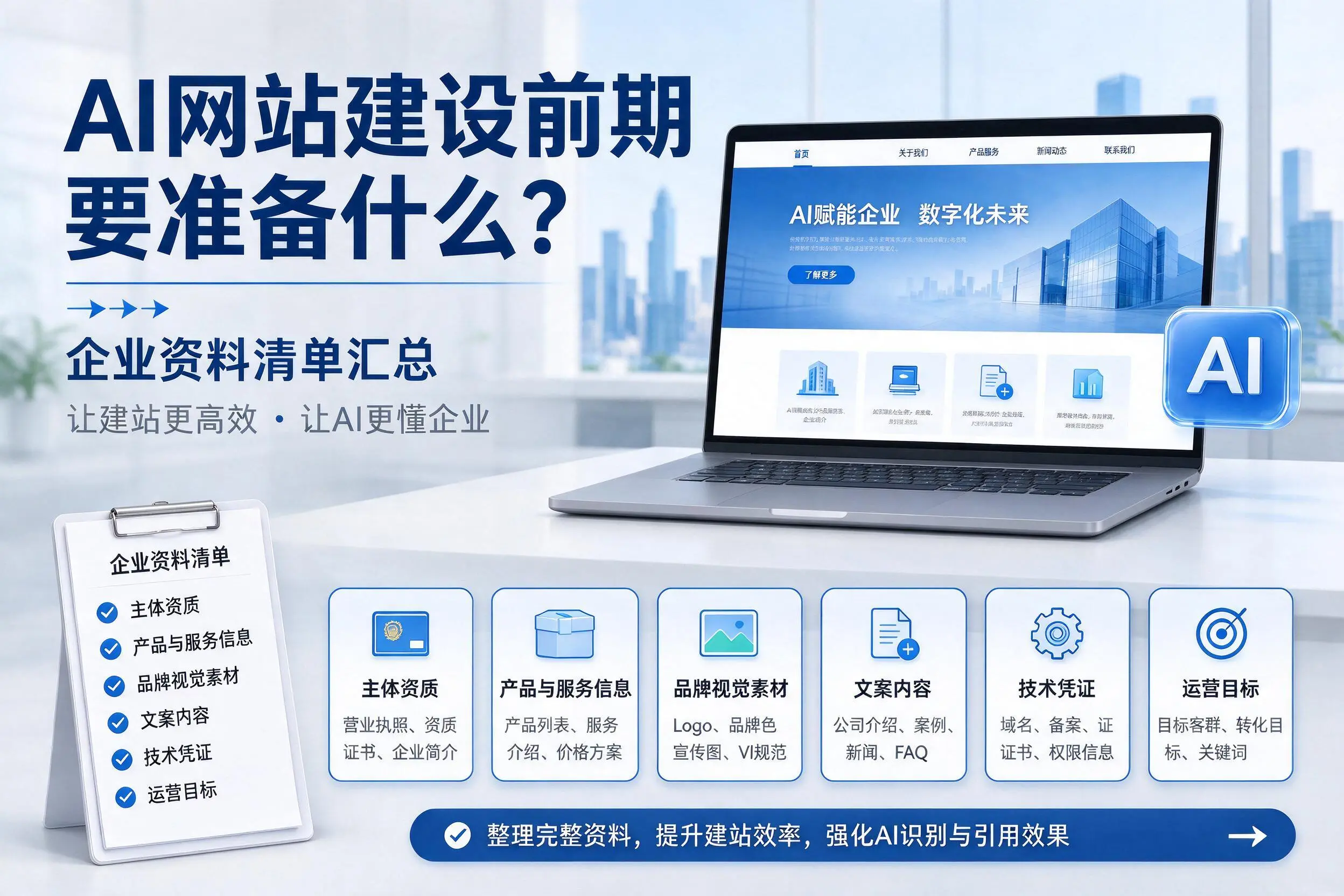 AI网站建设前期要准备什么？四平企业资料清单汇总