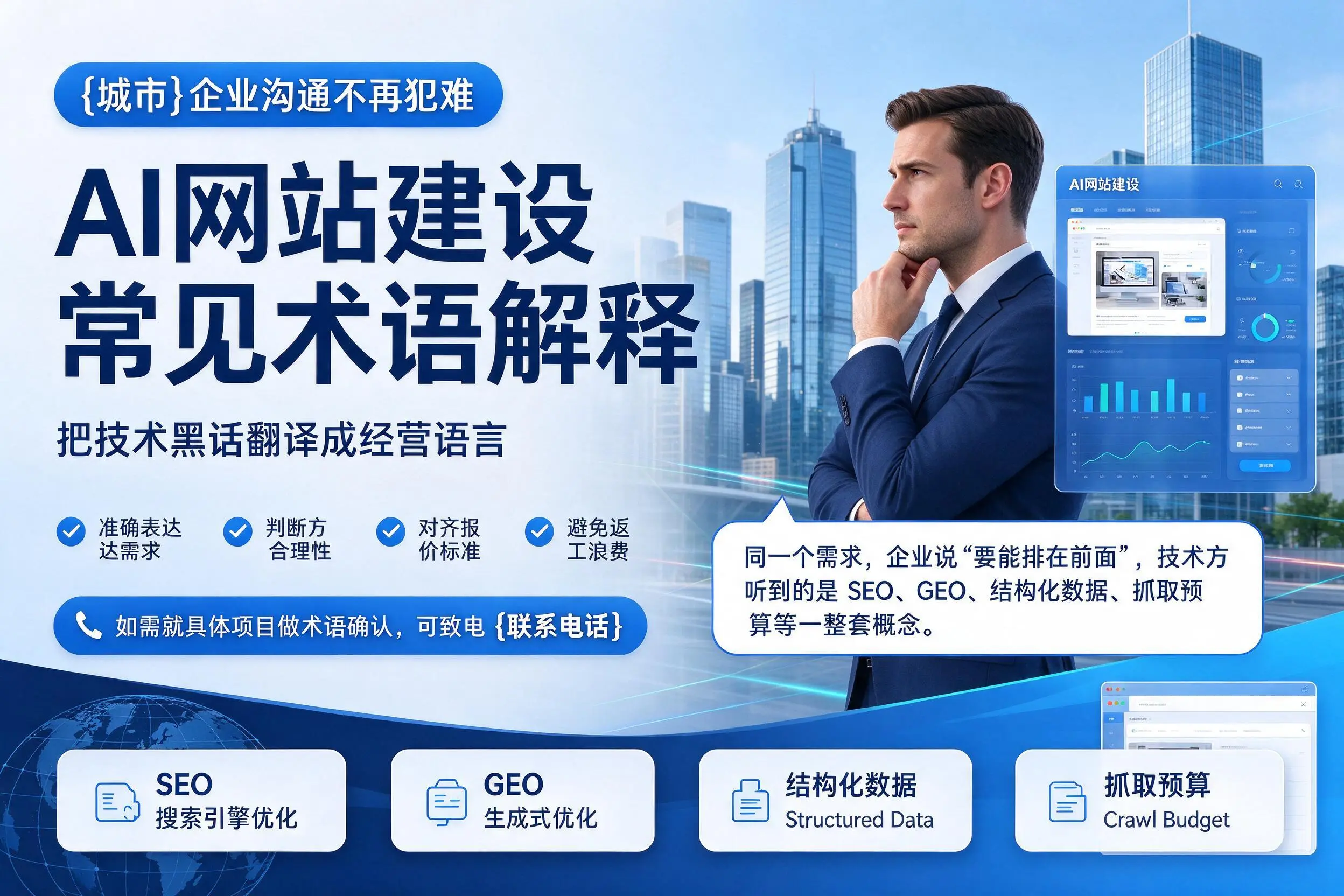 AI网站建设常见术语解释，四平企业沟通不再犯难