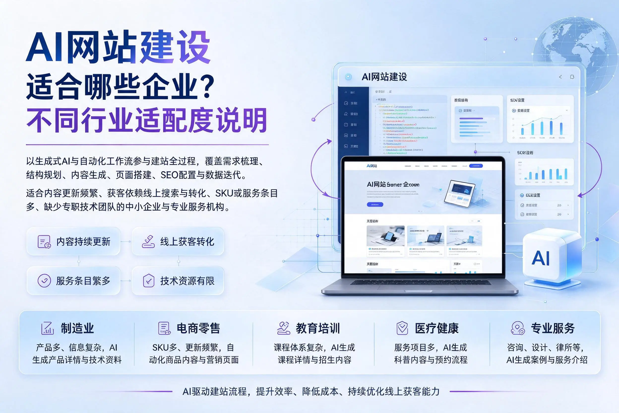 AI网站建设适合哪些企业？四平不同行业适配度说明